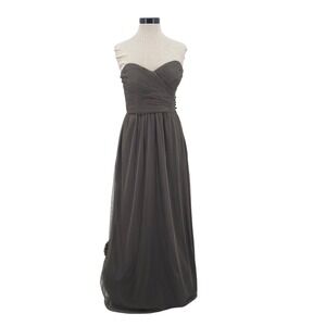 Jenny Yoo Collection Taupe Tulle Strapless Sweetheart‎ Maxi Gown Size 12 Formal